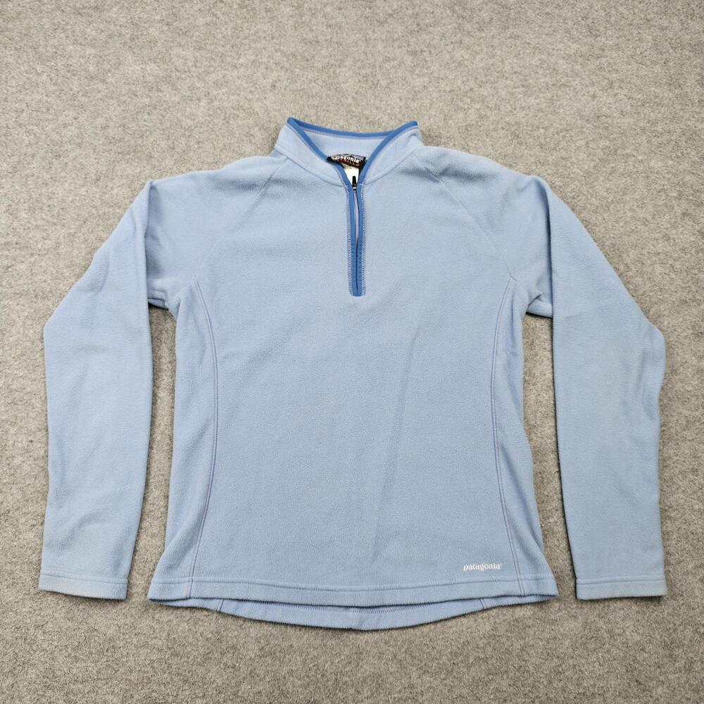 Vintage Patagonia Pullover Womens Medium Blue Synchilla Mock Neck 1/4 Zip